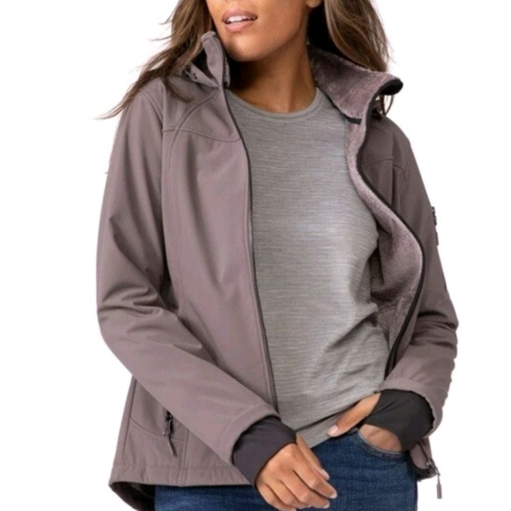 Free Country Gray Taupe Super Softshell Jacket Medium 8-10 New No Tags